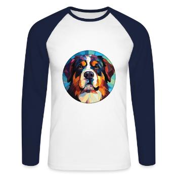 Berner Laufhund Dog Breed Watercolor Illustration - Unisex Long Sleeve Baseball T-Shirt - white/navy - Front - Nik (191cm)