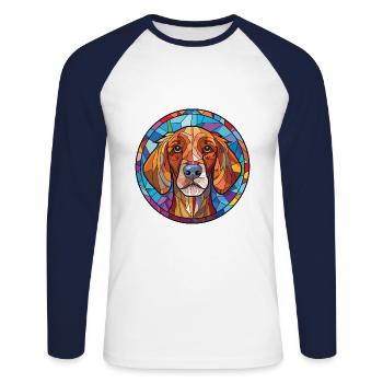 Brikett Griffon Vendeen Hunderasse Aquarellglas - Unisex Baseballshirt langarm - Weiß/Navy - Vorne - Nik (191cm)