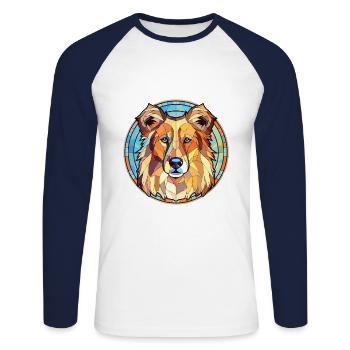 Carpathian Shepherd Dog Breed Colorful Watercolor - Unisex Long Sleeve Baseball T-Shirt - white/navy - Front - Nik (191cm)