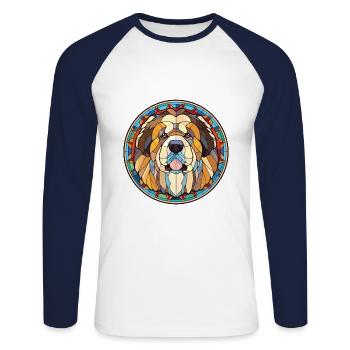 Caucasian Shepherd Dog Breed Colorful Watercolor - Unisex Long Sleeve Baseball T-Shirt - white/navy - Front - Nik (191cm)
