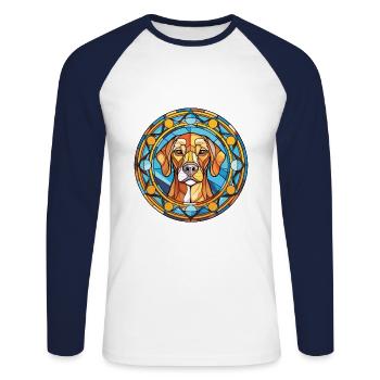 Córdoba Kampfhund Rasse Aquarell Illustration - Unisex Baseballshirt langarm - Weiß/Navy - Vorne - Nik (191cm)