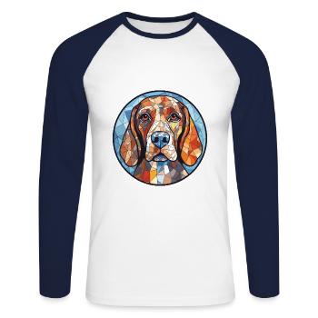 Bluetick Coonhound Dog Breed Colorful Watercolor - Unisex Long Sleeve Baseball T-Shirt - white/navy - Front - Nik (191cm)