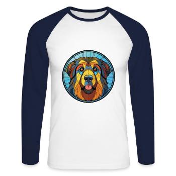 Estrela Mountain Dog race aquarelle Illustration - T-shirt baseball manches longues Homme - blanc/marine - Devant - Nik (191cm)