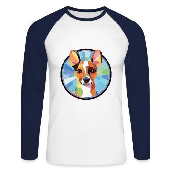 Decker Rat Terrier Dog Breed Colorful Watercolor - Unisex Long Sleeve Baseball T-Shirt - white/navy - Front - Nik (191cm)