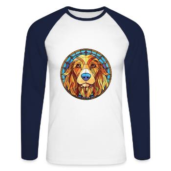 Griffon Fauve De Bretagne Dog Breed Watercolor - Unisex Long Sleeve Baseball T-Shirt - white/navy - Front - Nik (191cm)