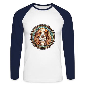 Grand Griffon Vendeen Hunderasse Aquarellglas - Unisex Baseballshirt langarm - Weiß/Navy - Vorne - Nik (191cm)