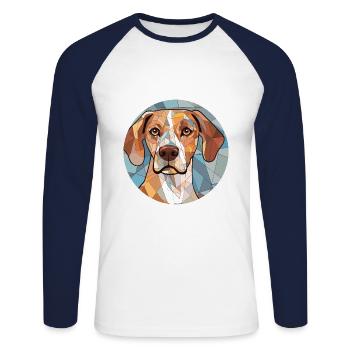 Istrie chien à poil court chien race aquarelle - T-shirt baseball manches longues Homme - blanc/marine - Devant - Nik (191cm)