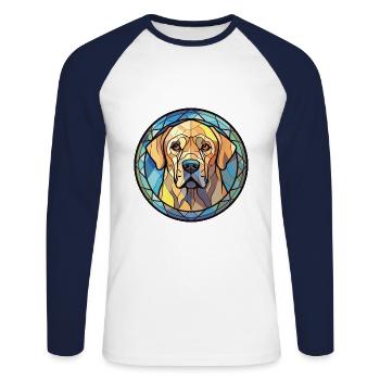 Kangal chien race coloré aquarelle illustration - T-shirt baseball manches longues Homme - blanc/marine - Devant - Nik (191cm)