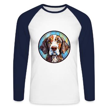 Slovak Rough Haired Pointer Dog Breed Watercolor - Unisex Long Sleeve Baseball T-Shirt - white/navy - Front - Nik (191cm)