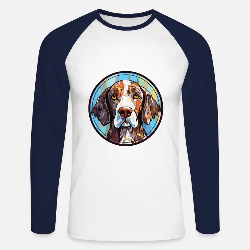 Slowakische rauhaarige Pointer-Hunderasse Aquarell - Unisex Baseballshirt langarm - Weiß/Navy