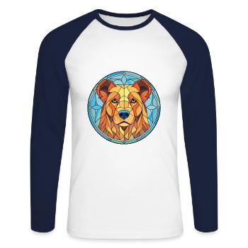 Tahltan Bear Dog Breed Watercolor Illustration - Unisex Long Sleeve Baseball T-Shirt - white/navy - Front - Nik (191cm)