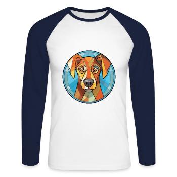 Uruguayen Cimarron Chien Race Coloré Aquarelle - T-shirt baseball manches longues Homme - blanc/marine - Devant - Nik (191cm)