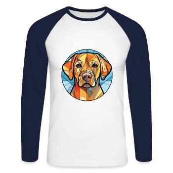 Labrador Retriever Hund Rasse buntes Aquarell - Unisex Baseballshirt langarm - Weiß/Navy - Vorne - Nik (191cm)