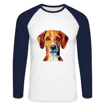 Istrie chien à poil court chien race aquarelle - T-shirt baseball manches longues Homme - blanc/marine - Devant - Nik (191cm)