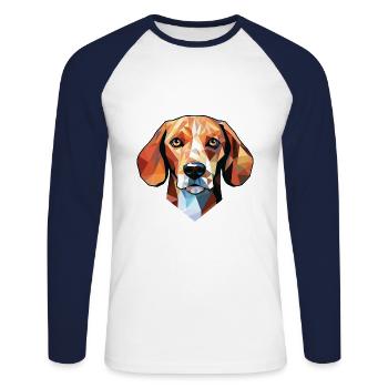 Chien Race De Chien Coloré Aquarelle Illustration - T-shirt baseball manches longues Homme - blanc/marine - Devant - Nik (191cm)