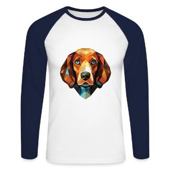 Jamthund Dog Breed Watercolor Glass Illustration - Unisex Long Sleeve Baseball T-Shirt - white/navy - Front - Nik (191cm)