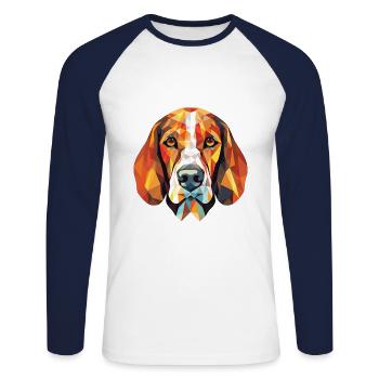 Russian Harlequin Hound Dog Breed Watercolor Glass - Unisex Long Sleeve Baseball T-Shirt - white/navy - Front - Nik (191cm)