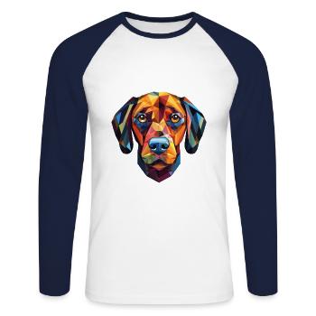 Plott Hunderasse Bunte Aquarell-Illustration - Unisex Baseballshirt langarm - Weiß/Navy - Vorne - Nik (191cm)