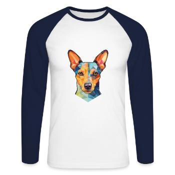 Ratonero Bodeguero Andaluz Hunderasse Aquarell - Unisex Baseballshirt langarm - Weiß/Navy - Vorne - Nik (191cm)