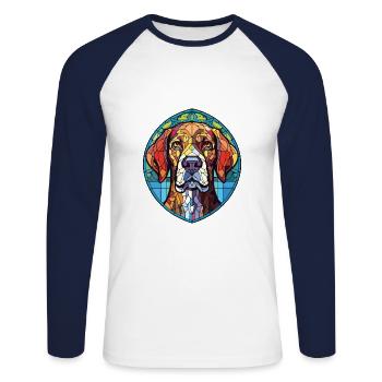 Rajapalayam Hunderasse Aquarell Illustration - Unisex Baseballshirt langarm - Weiß/Navy - Vorne - Nik (191cm)