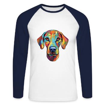 Sloughi Hunderasse bunte Aquarell-Illustration - Unisex Baseballshirt langarm - Weiß/Navy - Vorne - Nik (191cm)