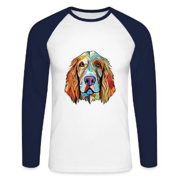 Spinone Italiano Hunderasse Aquarell Illustration - Unisex Baseballshirt langarm - Weiß/Navy - Vorne - Nik (191cm)
