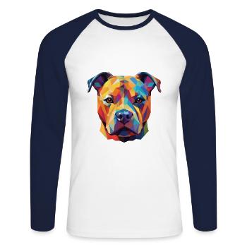 Staffordshire Bull Terrier Staffie Dog Watercolor - Unisex Long Sleeve Baseball T-Shirt - white/navy - Front - Nik (191cm)