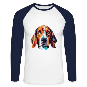 Treeing Walker Coonhound Dog Breed Watercolor - Unisex Long Sleeve Baseball T-Shirt - white/navy - Front - Nik (191cm)
