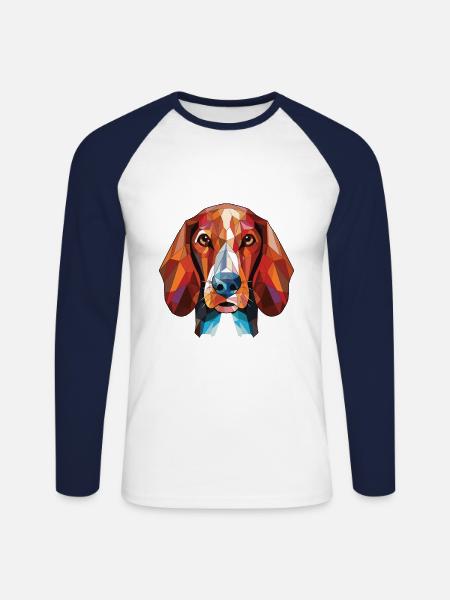 Jugoslawische Jagdhunderasse buntes Aquarell - Unisex Baseballshirt langarm - Weiß/Navy