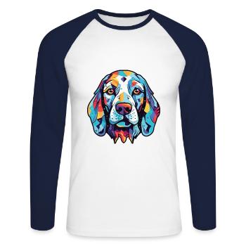 Dalmatinische Hunderasse Aquarellglas-Illustration - Unisex Baseballshirt langarm - Weiß/Navy - Vorne - Nik (191cm)