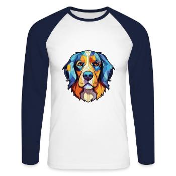 Slovensky Kopov Slovaque chien race aquarelle verre - T-shirt baseball manches longues Homme - blanc/marine - Devant - Nik (191cm)