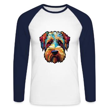 Soft Coated Wheaten Terrier Dog Breed Watercolor - Unisex Long Sleeve Baseball T-Shirt - white/navy - Front - Nik (191cm)
