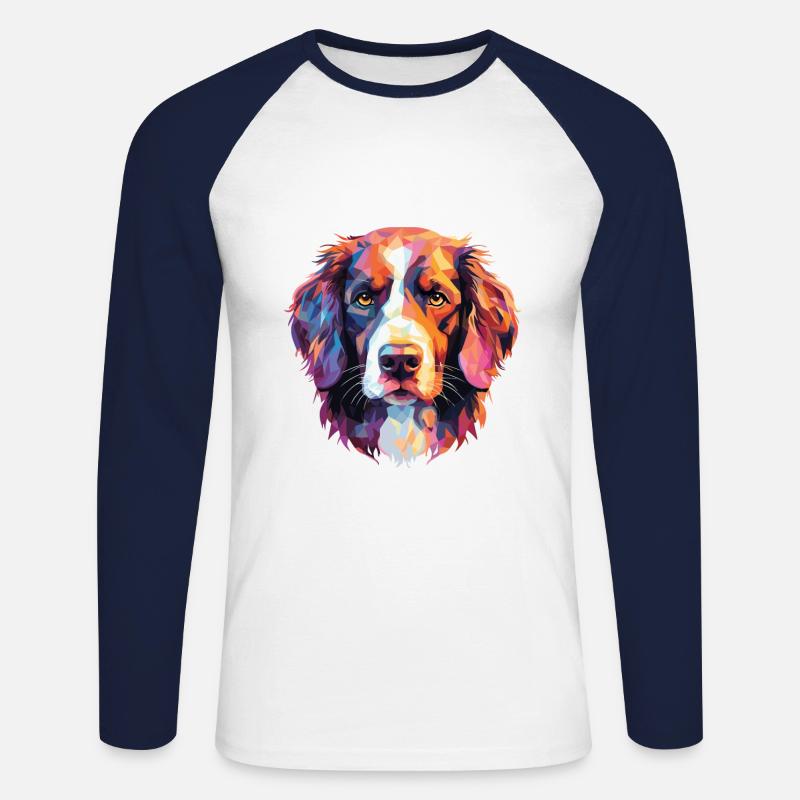 Stabyhoun Stabij Hunderasse Aquarell Illustration - Unisex Baseballshirt langarm - Weiß/Navy