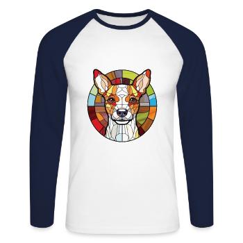 Teddy Roosevelt Terrier Dog Breed Watercolor Glass - Unisex Long Sleeve Baseball T-Shirt - white/navy - Front - Nik (191cm)