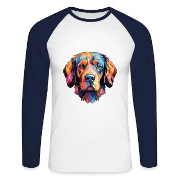 Tosa Hunderasse bunte Aquarell-Illustration - Unisex Baseballshirt langarm - Weiß/Navy - Vorne - Nik (191cm)