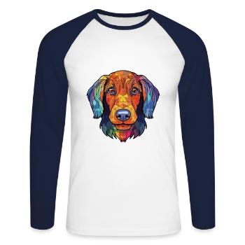 Wirehaired Dachshund Dog Breed Colorful Watercolor - Unisex Long Sleeve Baseball T-Shirt - white/navy - Front - Nik (191cm)