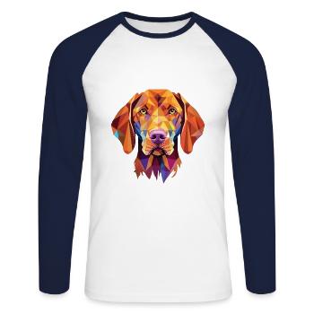 Wirehaired Vizsla Dog Breed Colorful Watercolor - Unisex Long Sleeve Baseball T-Shirt - white/navy - Front - Nik (191cm)