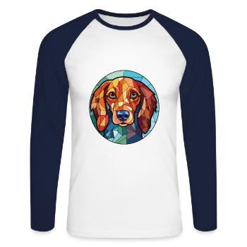 Westfälische Dachsbracke Hunderasse Aquarellglas - Unisex Baseballshirt langarm - Weiß/Navy - Vorne - Nik (191cm)