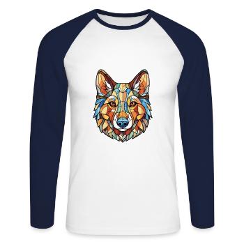 Westsibirische Laika-Hunderasse buntes Aquarell - Unisex Baseballshirt langarm - Weiß/Navy - Vorne - Nik (191cm)