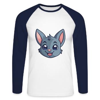 Korat Cat Colorful Cartoon Watercolor Illustration - Unisex Long Sleeve Baseball T-Shirt - white/navy - Front - Nik (191cm)