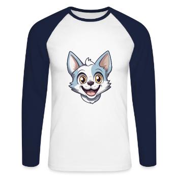 Donskoy Cat Cartoon Illustration à l’aquarelle - T-shirt baseball manches longues Homme - blanc/marine - Devant - Nik (191cm)