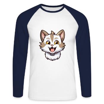 Bambino Katze Cartoon Aquarell Illustration - Unisex Baseballshirt langarm - Weiß/Navy - Vorne - Nik (191cm)