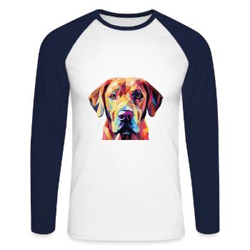 Labrador Retriever Hund Rasse buntes Aquarell - Unisex Baseballshirt langarm - Weiß/Navy - Vorne - Nik (191cm)