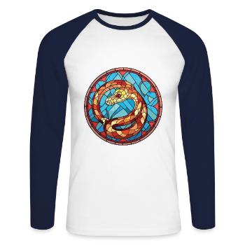 Serpent Coloré Aquarelle Animal Animal Illustration - T-shirt baseball manches longues Homme - blanc/marine - Devant - Nik (191cm)