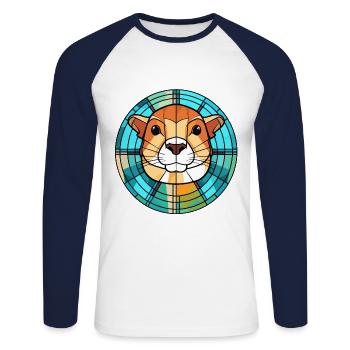 Gopher Colorful Watercolor Animal Pet Illustration - Unisex Long Sleeve Baseball T-Shirt - white/navy - Front - Nik (191cm)