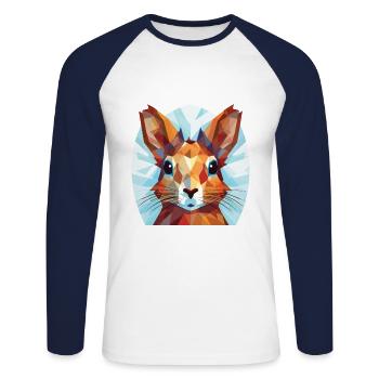 Squirrel Colorful Watercolor Animal Illustration - Unisex Long Sleeve Baseball T-Shirt - white/navy - Front - Nik (191cm)