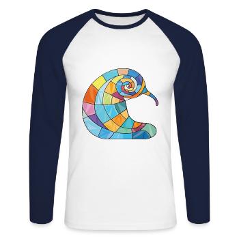 Escargot Coloré Aquarelle Animal Animal Illustration - T-shirt baseball manches longues Homme - blanc/marine - Devant - Nik (191cm)