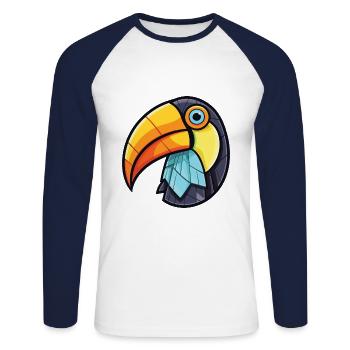 Toucan Tropical Bird Colorful Watercolor Animal - Unisex Long Sleeve Baseball T-Shirt - white/navy - Front - Nik (191cm)