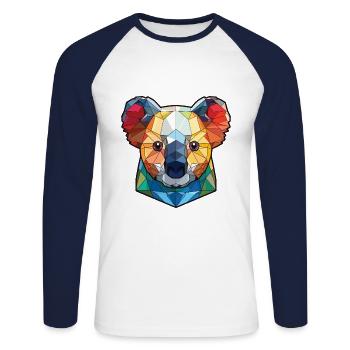 Koala buntes Aquarell Tier Haustier Illustration - Unisex Baseballshirt langarm - Weiß/Navy - Vorne - Nik (191cm)
