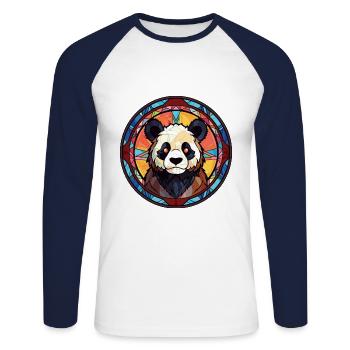 Panda Aquarelle Colorée Animal Illustration D’animaux De Compagnie - T-shirt baseball manches longues Homme - blanc/marine - Devant - Nik (191cm)